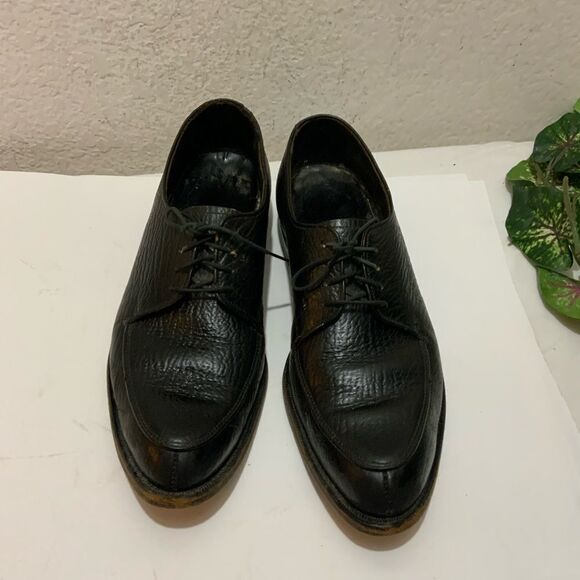 Shark Grain Cowhide Black Leather Dress Shoes Men’s 8.5 D main image 10